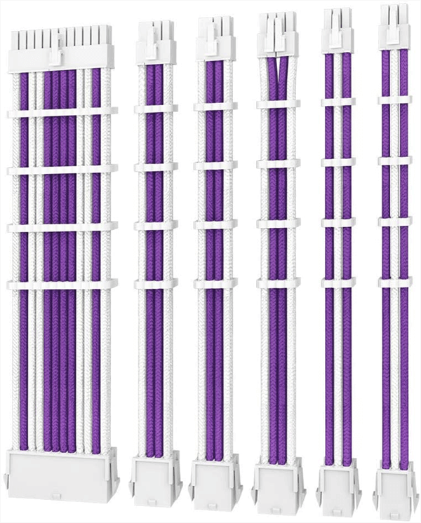 תמונה של כבלים מאריכים Antec Sleeved extension Cable Kit Purple/White