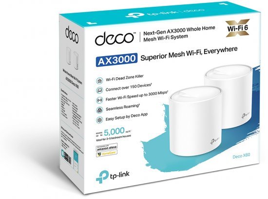 תמונה של נתב אלחוטי לכיסוי מושלם TP-LINK Deco X60 Mesh Wifi6 AX3000 2 Pack