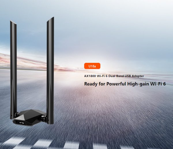 תמונה של כרטיס רשת Tenda U18A WIFI6 AX1800 2X External Antenas Black