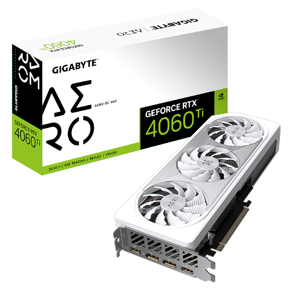 תמונה של כרטיס מסך Gigabyte RTX 4060 Ti AERO OC 16GB White