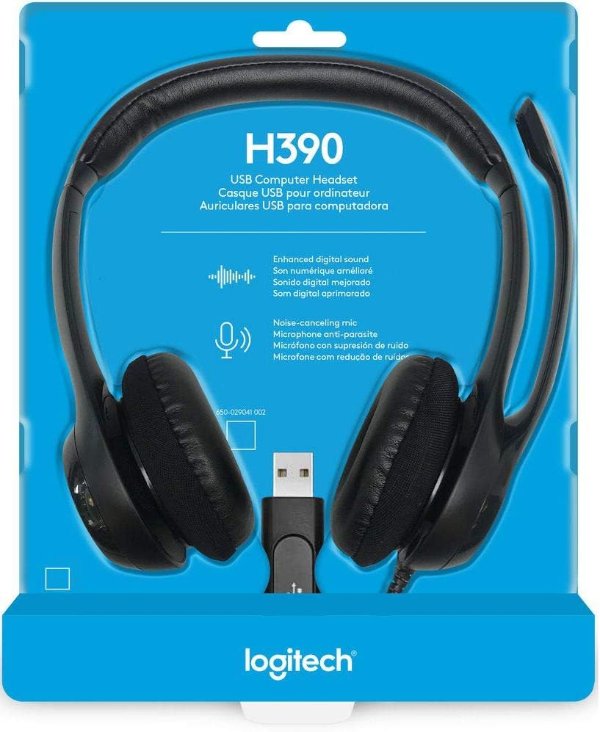 תמונה של אוזניות ומיקרופון Logitech H390 USB Headphones Black