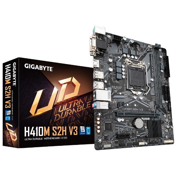 תמונה של לוח דור 10 Gigabyte H410M S2H V2 1.6 M-Atx VGA DVI HDMI LGA1200