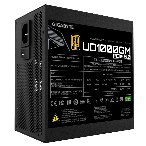 Picture of ספק כוח Gigabyte UD1000GM PG5 1000W PCIE 5.0 ready 80 PLUS Gold