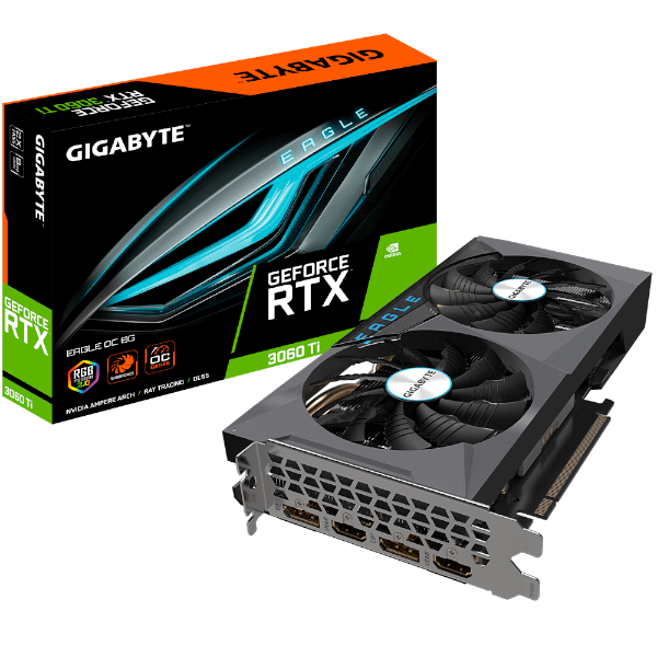 תמונה של כרטיס מסך Gigabyte RTX3060Ti Eagle OC 8GB 2.0 256Bit Pcie 4.0 LHR